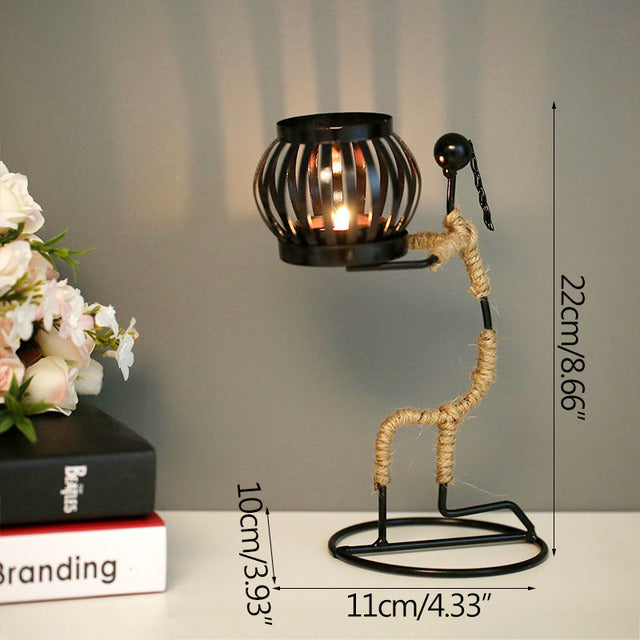 Lady Character Iron Candlestick