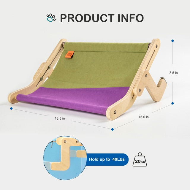 Window Perch Wooden Assembly Hanging Bed Hammock Cats