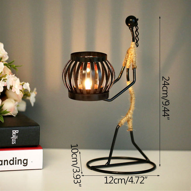 Lady Character Iron Candlestick