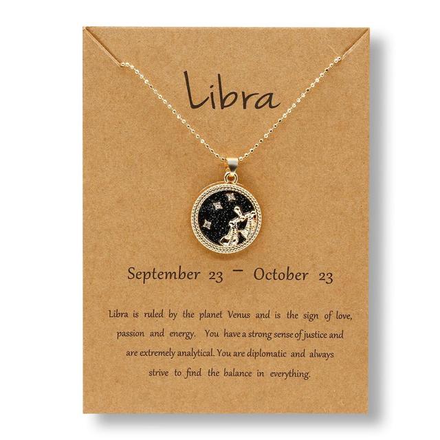 Horoscope Zodiac Sign Gold Pendant Necklace