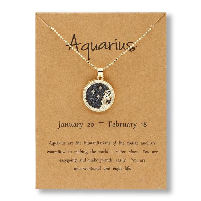 Horoscope Zodiac Sign Gold Pendant Necklace