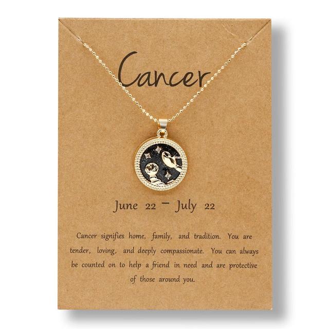 Horoscope Zodiac Sign Gold Pendant Necklace