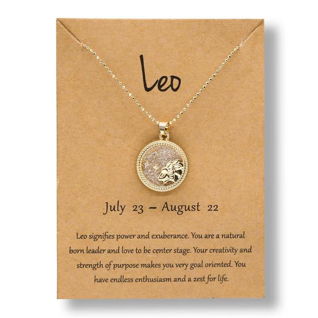 Horoscope Zodiac Sign Gold Pendant Necklace