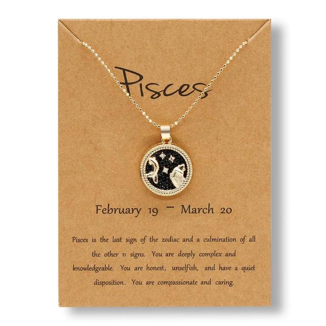 Horoscope Zodiac Sign Gold Pendant Necklace