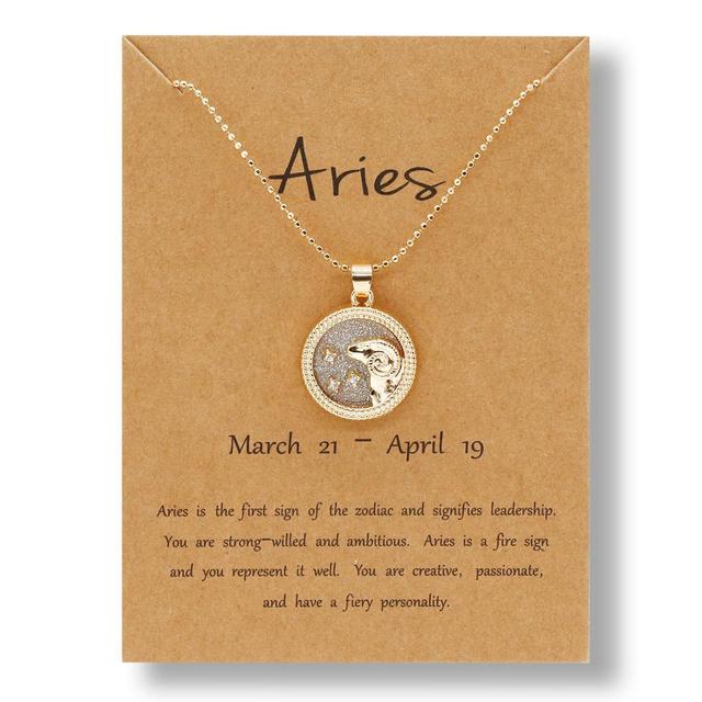 Horoscope Zodiac Sign Gold Pendant Necklace