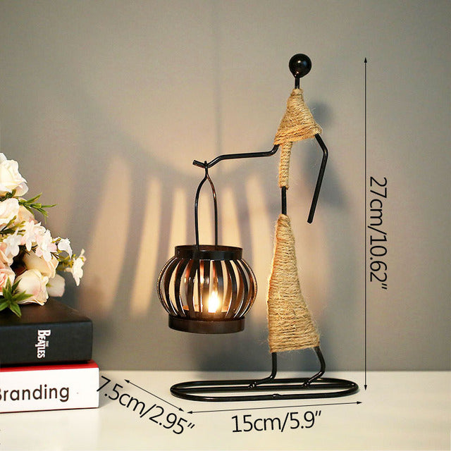 Lady Character Iron Candlestick