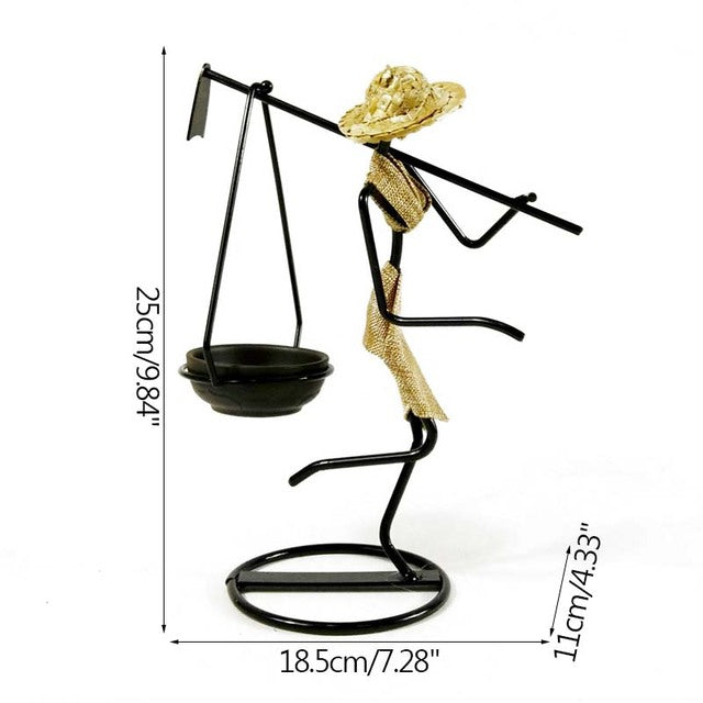 Lady Character Iron Candlestick