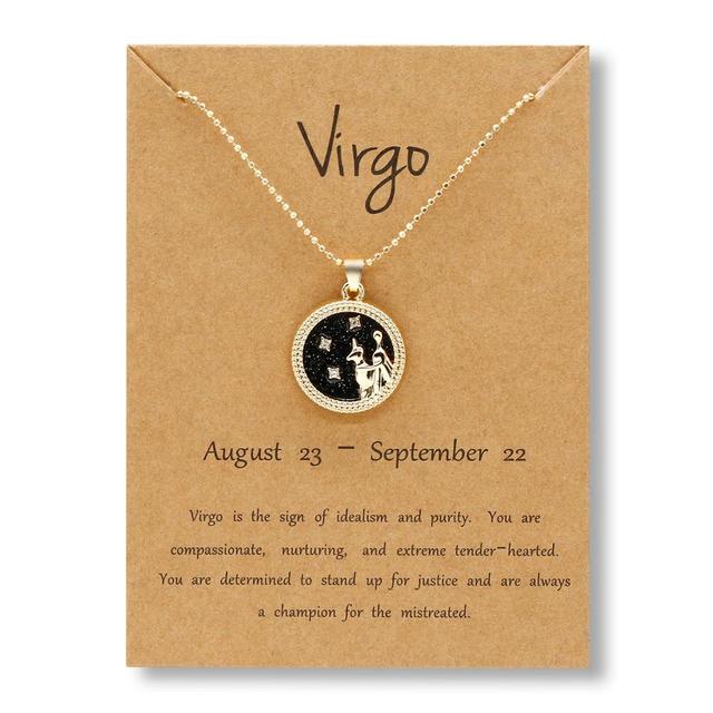 Horoscope Zodiac Sign Gold Pendant Necklace
