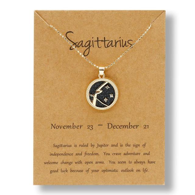 Horoscope Zodiac Sign Gold Pendant Necklace