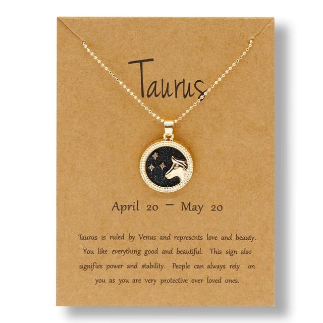 Horoscope Zodiac Sign Gold Pendant Necklace