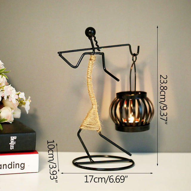 Lady Character Iron Candlestick