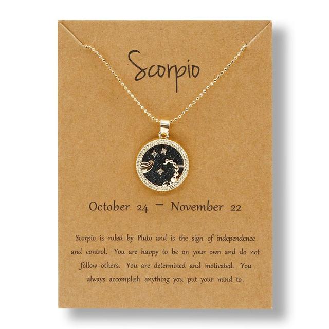 Horoscope Zodiac Sign Gold Pendant Necklace