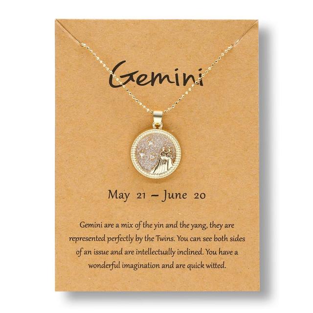 Horoscope Zodiac Sign Gold Pendant Necklace