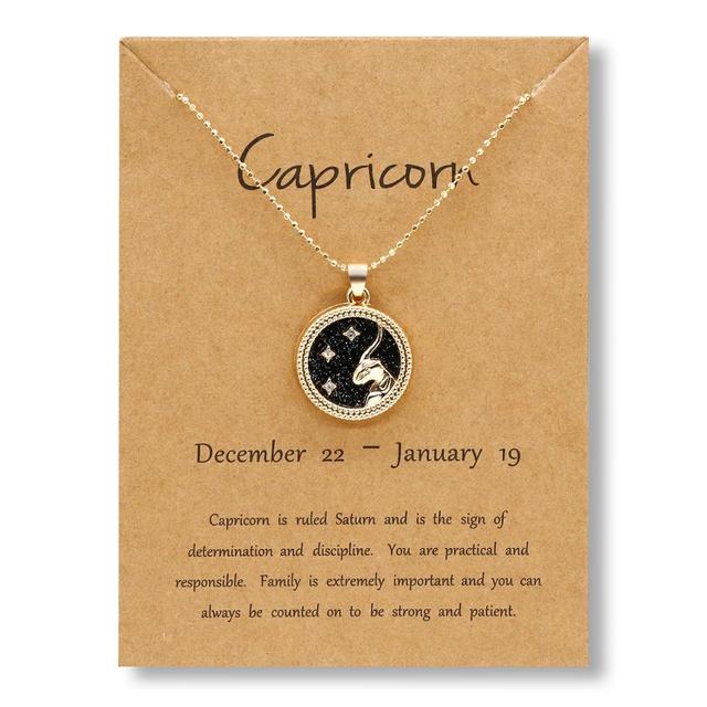 Horoscope Zodiac Sign Gold Pendant Necklace