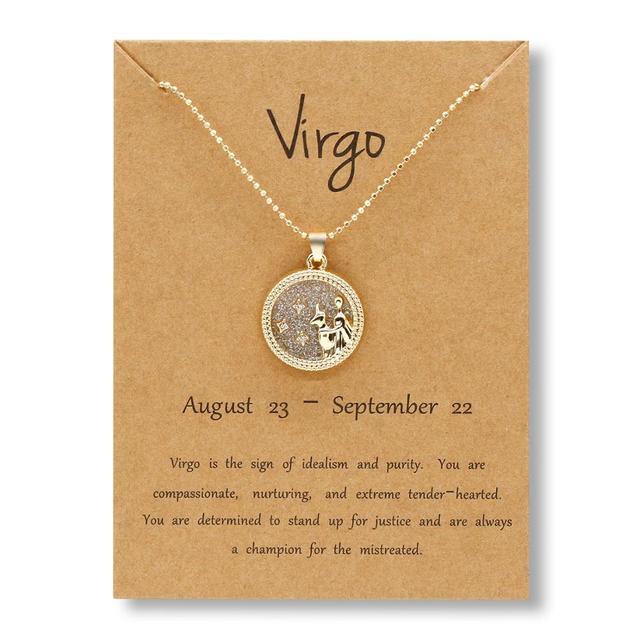 Horoscope Zodiac Sign Gold Pendant Necklace