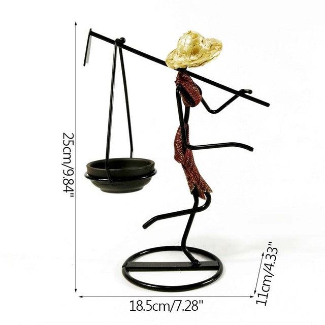 Lady Character Iron Candlestick
