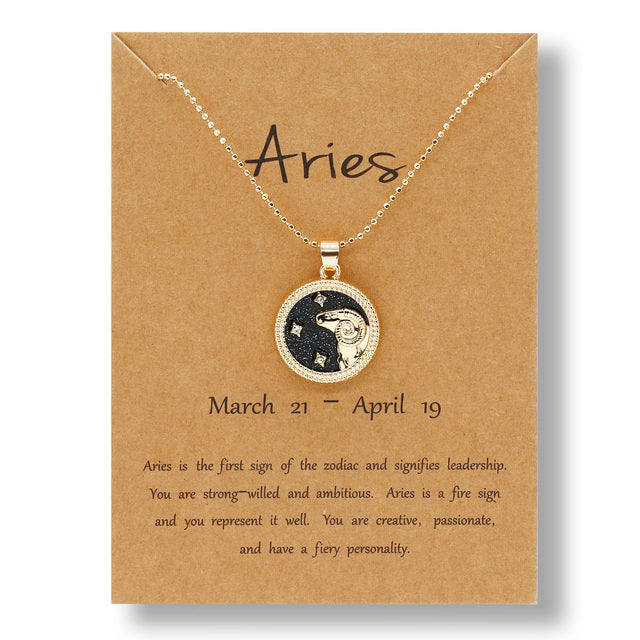 Horoscope Zodiac Sign Gold Pendant Necklace