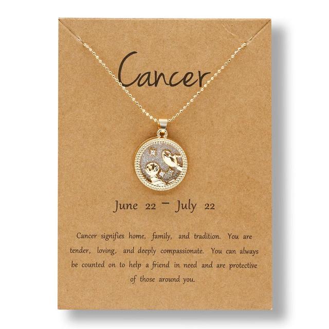 Horoscope Zodiac Sign Gold Pendant Necklace