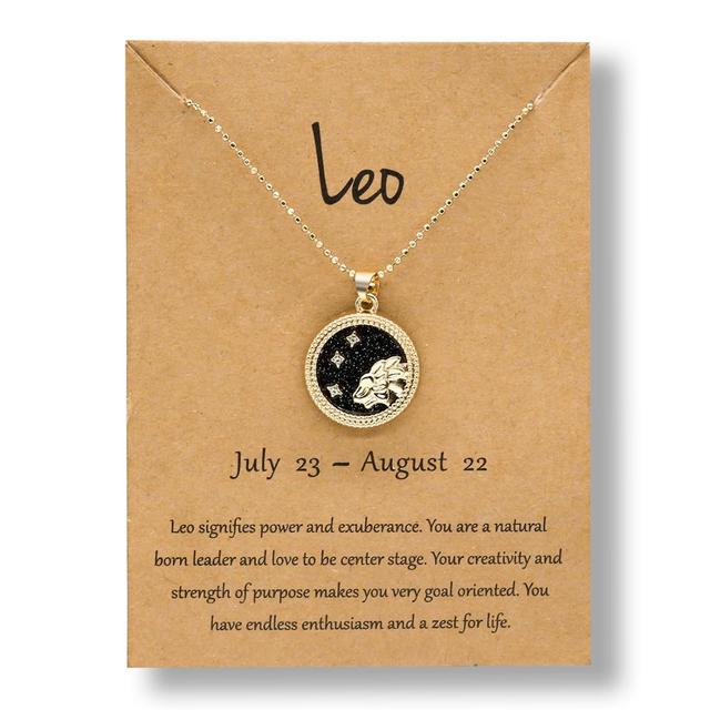 Horoscope Zodiac Sign Gold Pendant Necklace