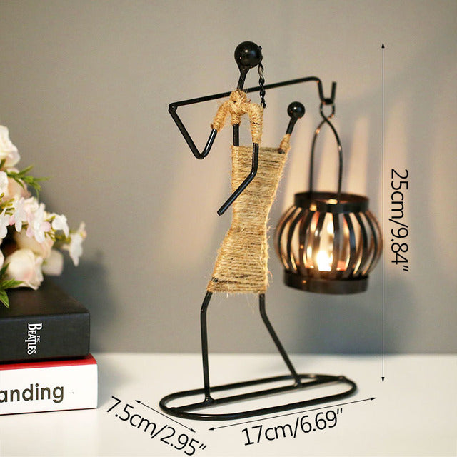 Lady Character Iron Candlestick