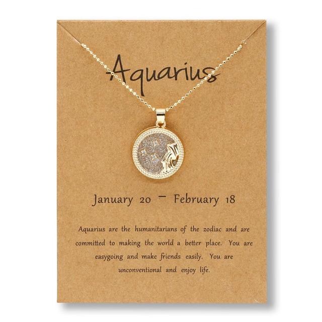 Horoscope Zodiac Sign Gold Pendant Necklace