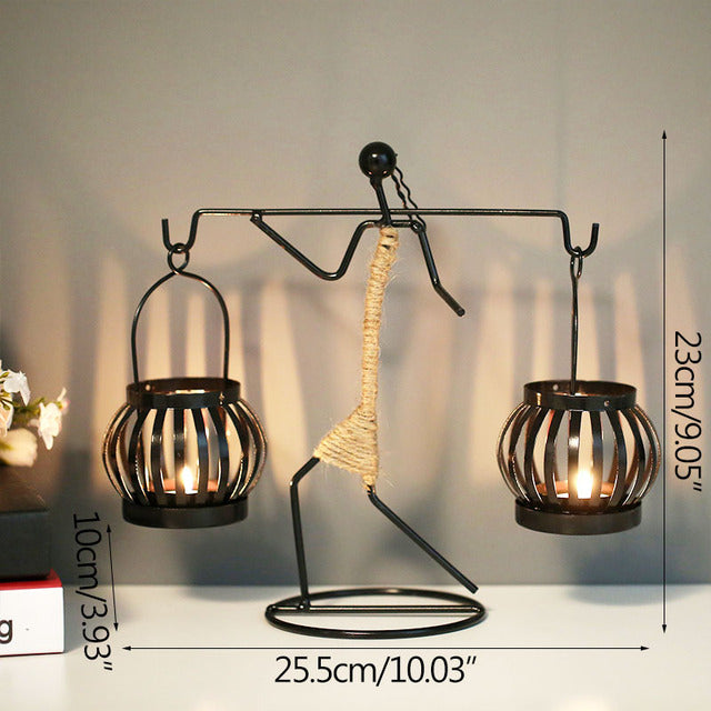 Lady Character Iron Candlestick