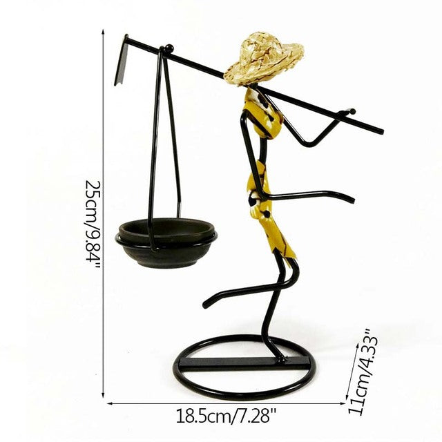 Lady Character Iron Candlestick