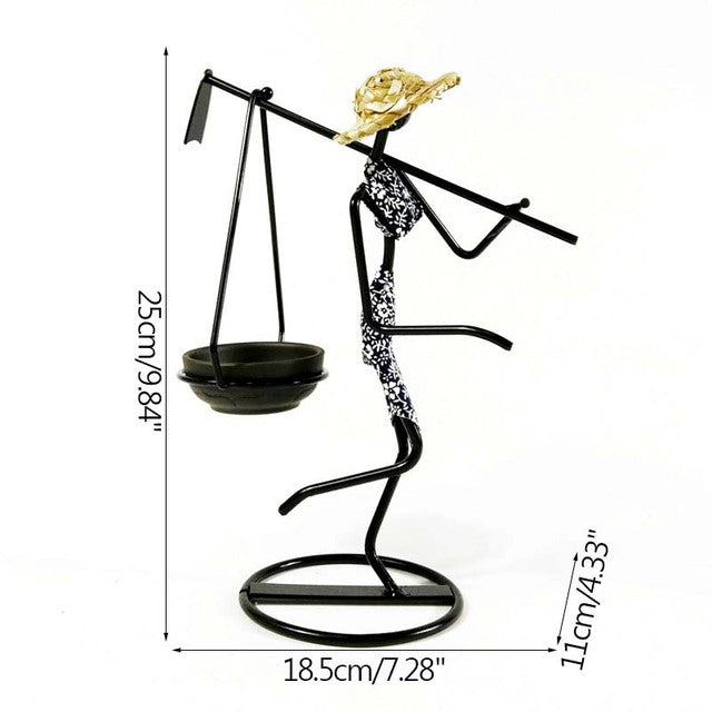 Lady Character Iron Candlestick