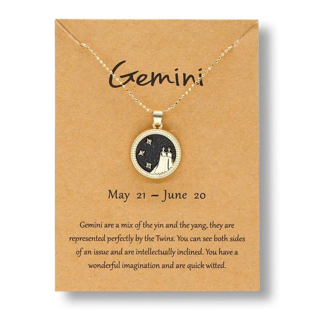 Horoscope Zodiac Sign Gold Pendant Necklace