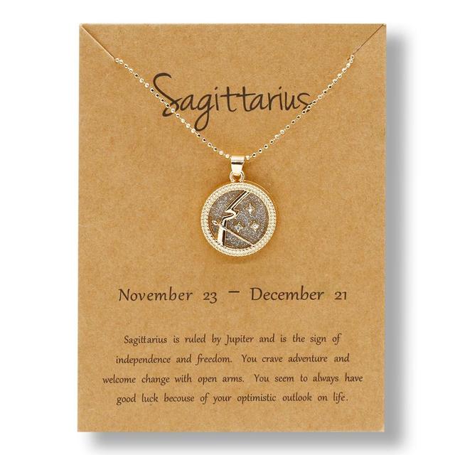 Horoscope Zodiac Sign Gold Pendant Necklace
