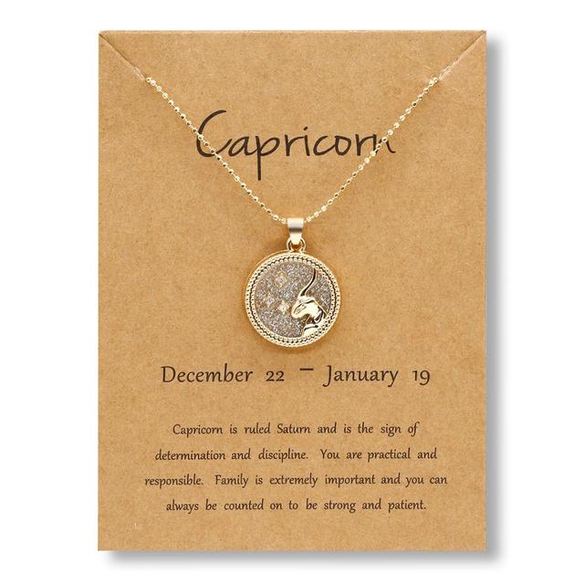 Horoscope Zodiac Sign Gold Pendant Necklace