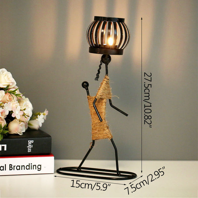 Lady Character Iron Candlestick