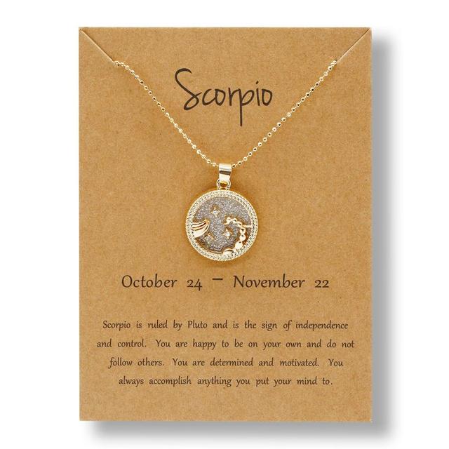 Horoscope Zodiac Sign Gold Pendant Necklace