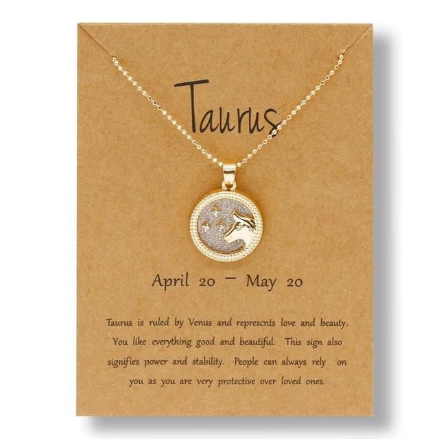 Horoscope Zodiac Sign Gold Pendant Necklace