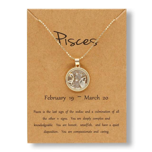 Horoscope Zodiac Sign Gold Pendant Necklace