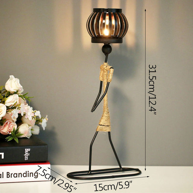 Lady Character Iron Candlestick