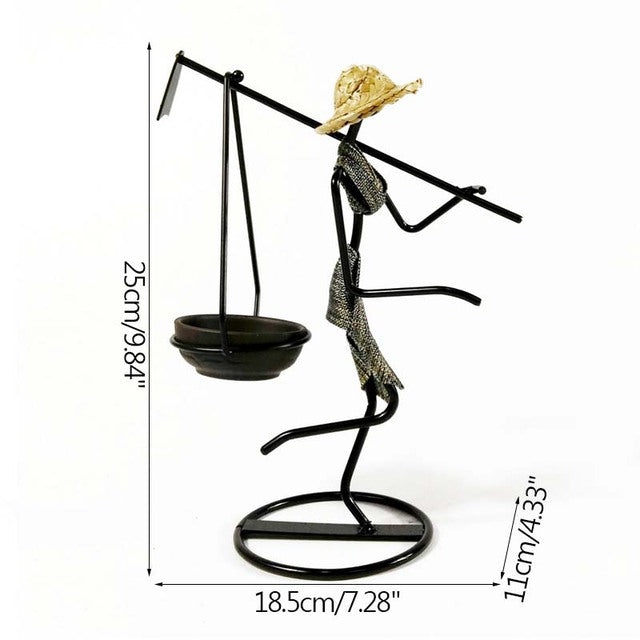 Lady Character Iron Candlestick