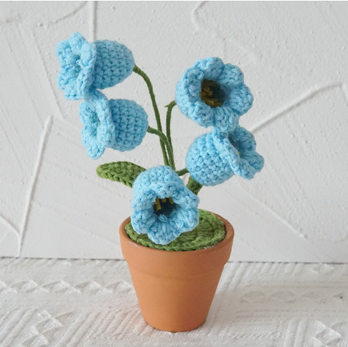 Hand-Woven Potted Knit Flowers
