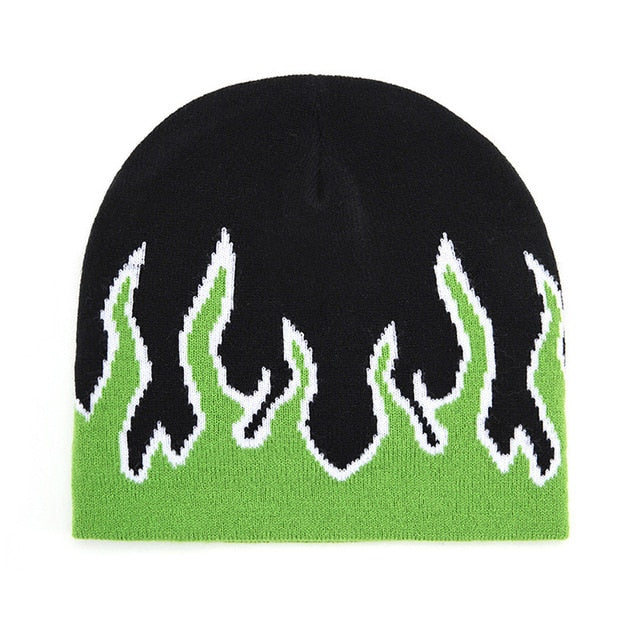 Soft Warm Unisex Bonnet With Flames