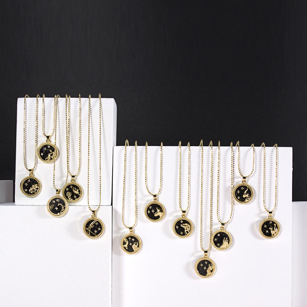 Horoscope Zodiac Sign Gold Pendant Necklace