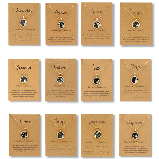 Horoscope Zodiac Sign Gold Pendant Necklace