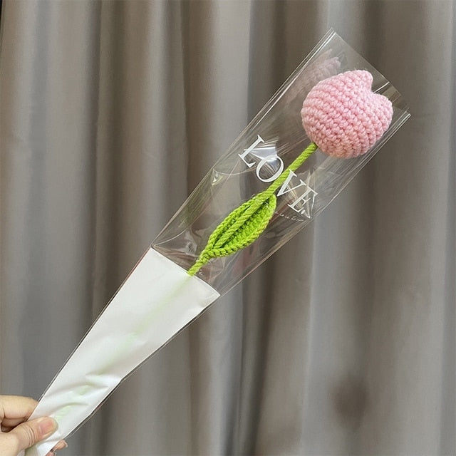 Hand-Woven Potted Knit Flowers