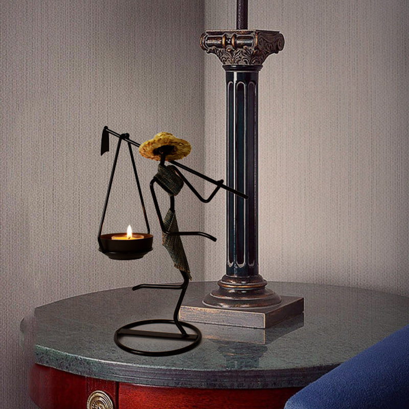 Lady Character Iron Candlestick