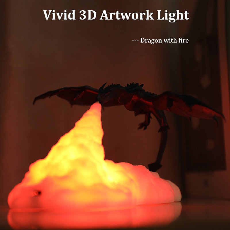 LED Printed Dragon 3D Night Lamp