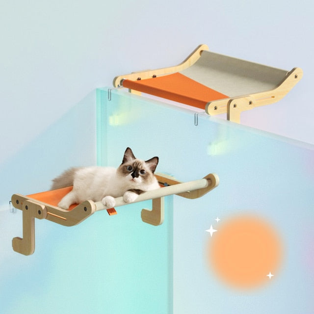 Window Perch Wooden Assembly Hanging Bed Hammock Cats