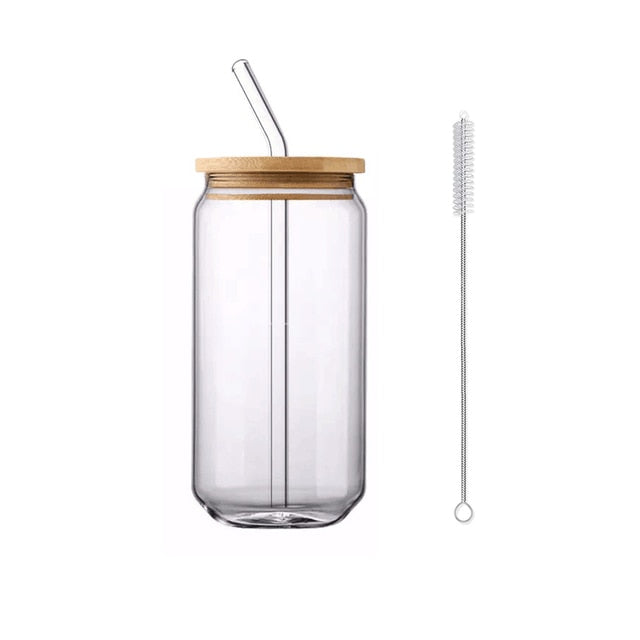 Glass Cup With Lid Straw Included