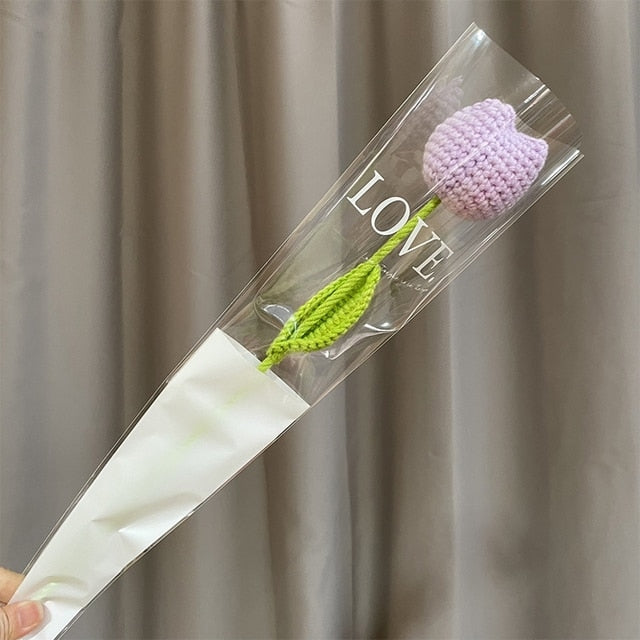 Hand-Woven Potted Knit Flowers