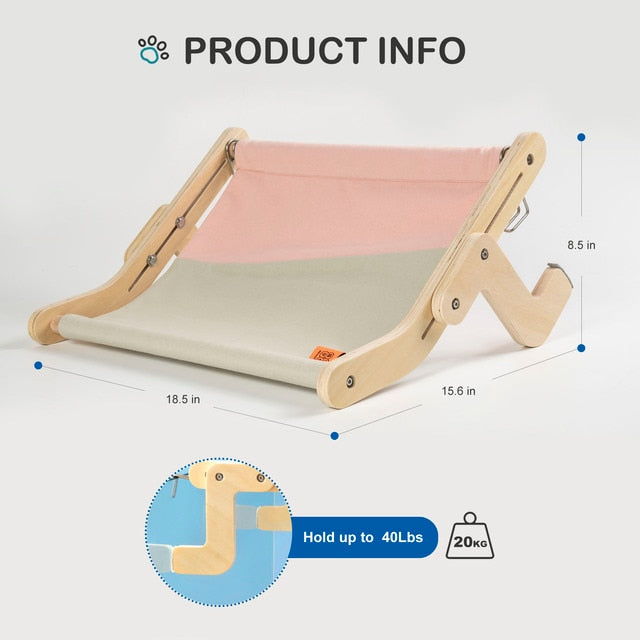 Window Perch Wooden Assembly Hanging Bed Hammock Cats