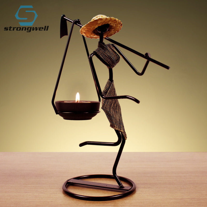 Lady Character Iron Candlestick