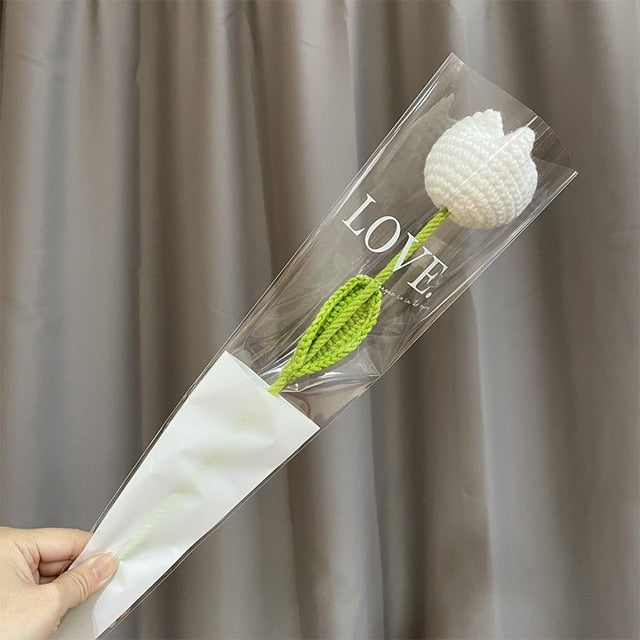 Hand-Woven Potted Knit Flowers